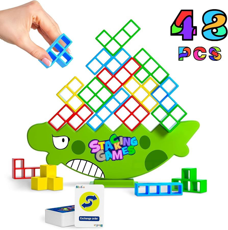 Btolin 48 Pcs Tetra Tower Stack Attack Game, Family Board Games, Tower Balance Stacking Game for ... | Amazon (US)