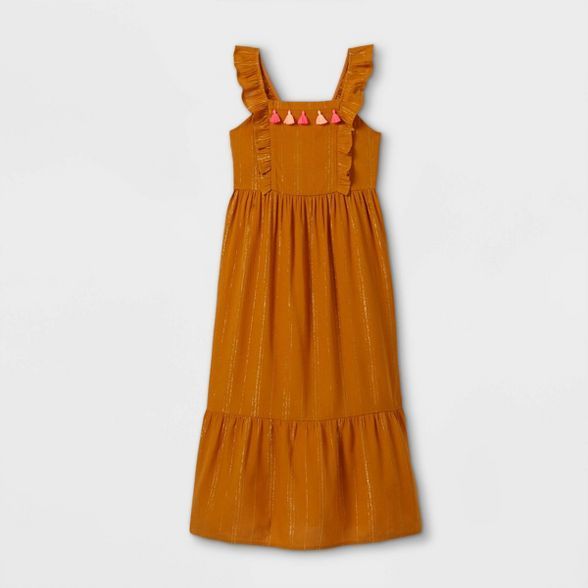 Girls' Shine Woven Maxi Dress - Cat & Jack™ Copper Brown | Target