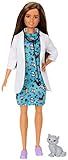 Barbie Pet Vet Brunette Doll with Career Pet-Print Dress, Medical Coat, Shoes and Kitty Patient for  | Amazon (US)