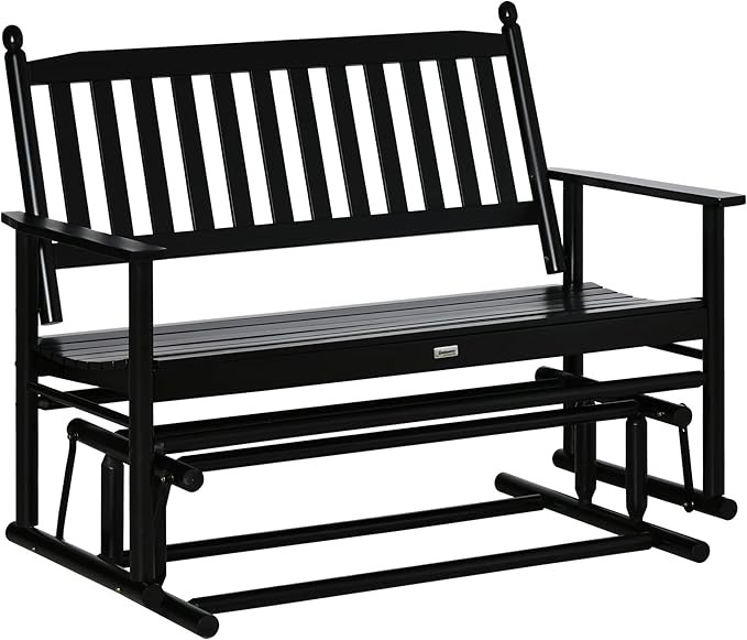 Outsunny Wooden Outdoor Glider Bench for Two People, Patio Loveseat Swing Rocking Chair with Armr... | Amazon (US)