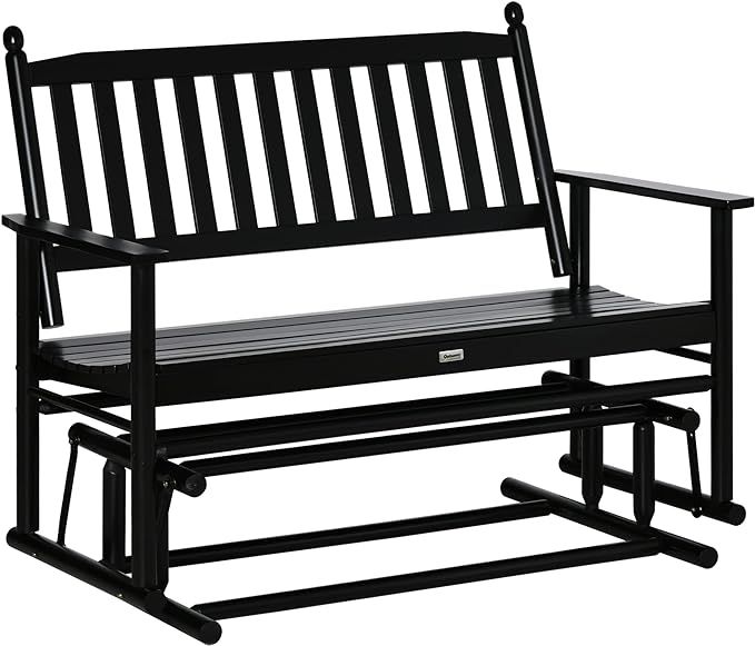 Outsunny Wooden Outdoor Glider Bench for Two People, Patio Loveseat Swing Rocking Chair with Armr... | Amazon (US)
