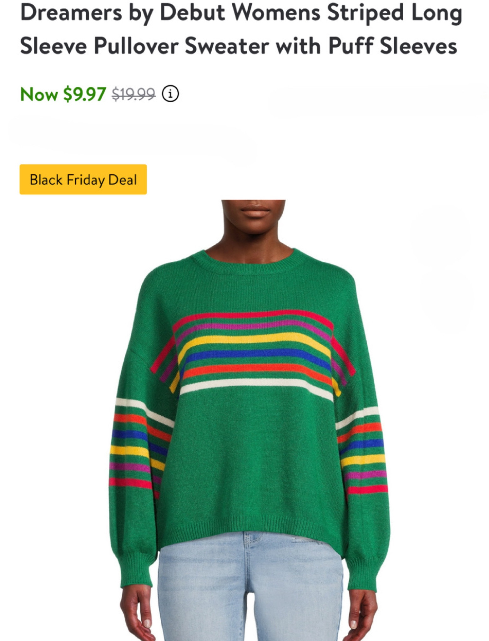 Walmart Deals: Striped Long Sleeve Pullover Sweater