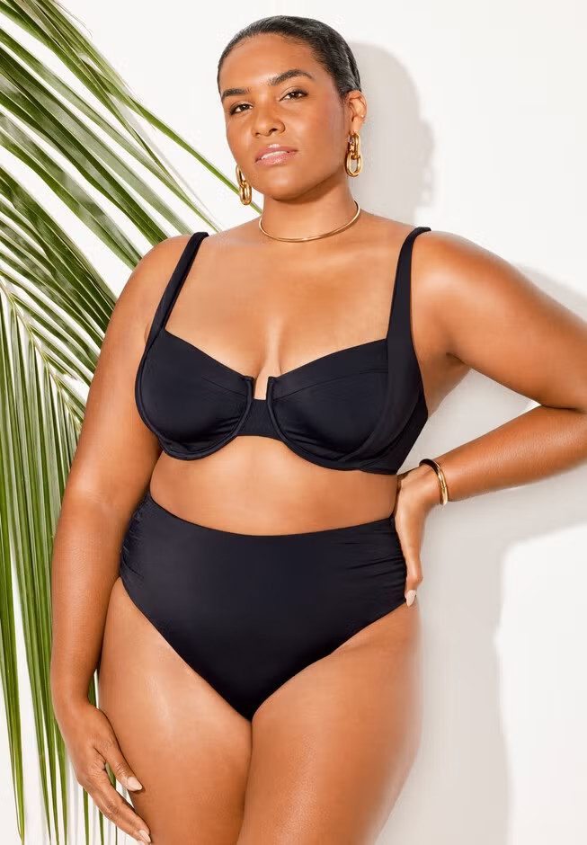 Essentials Sweetheart Underwire Shirred Swim Bikini Set | Swimsuits For All