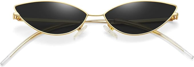 MEETSUN Retro Vintage Cat Eye Sunglasses For Women Men Narrow Small Oval Glasses Petals Shape Cur... | Amazon (US)