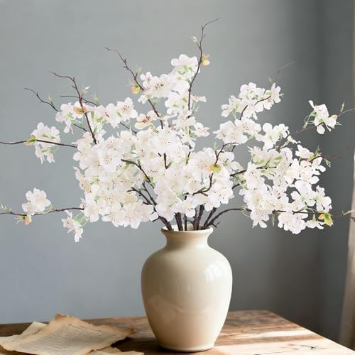 12 PCS Faux Cherry Blossom Branches Decor 18.11 Inch Fake Artificial Cherry Flowers for Home Indo... | Amazon (US)