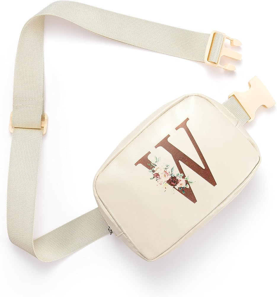 Belt Bag Fanny Pack for Women, Leather Belt Bag with Initial Letter Fashionable Crossbody Bag Wai... | Amazon (US)
