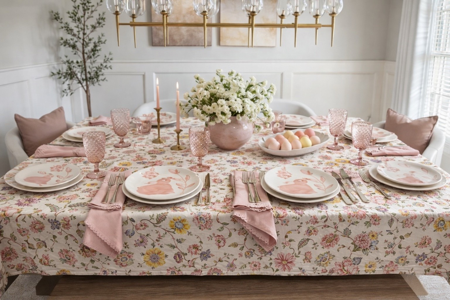 Created a visual using AI to showcase the new Easter hosting finds from Target! I love these soft light pinks and greens for a subtle take on Spring/Easter. 

#LTKHome #LTKSeasonal