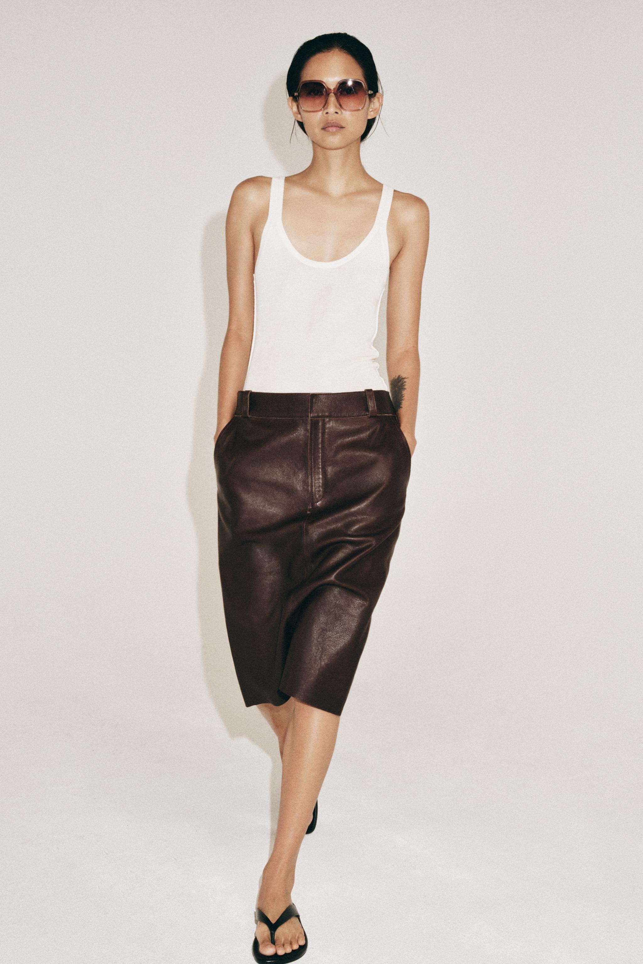 ZW COLLECTION LIMITED EDITION LEATHER MIDI SKIRT | Zara AU