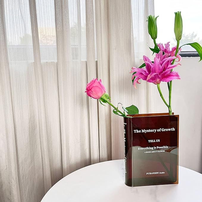 Puransen Brown Book Flowers Vase - Cute Bookshelf Decor, Unique Vase for Book Lovers, Artistic an... | Amazon (US)