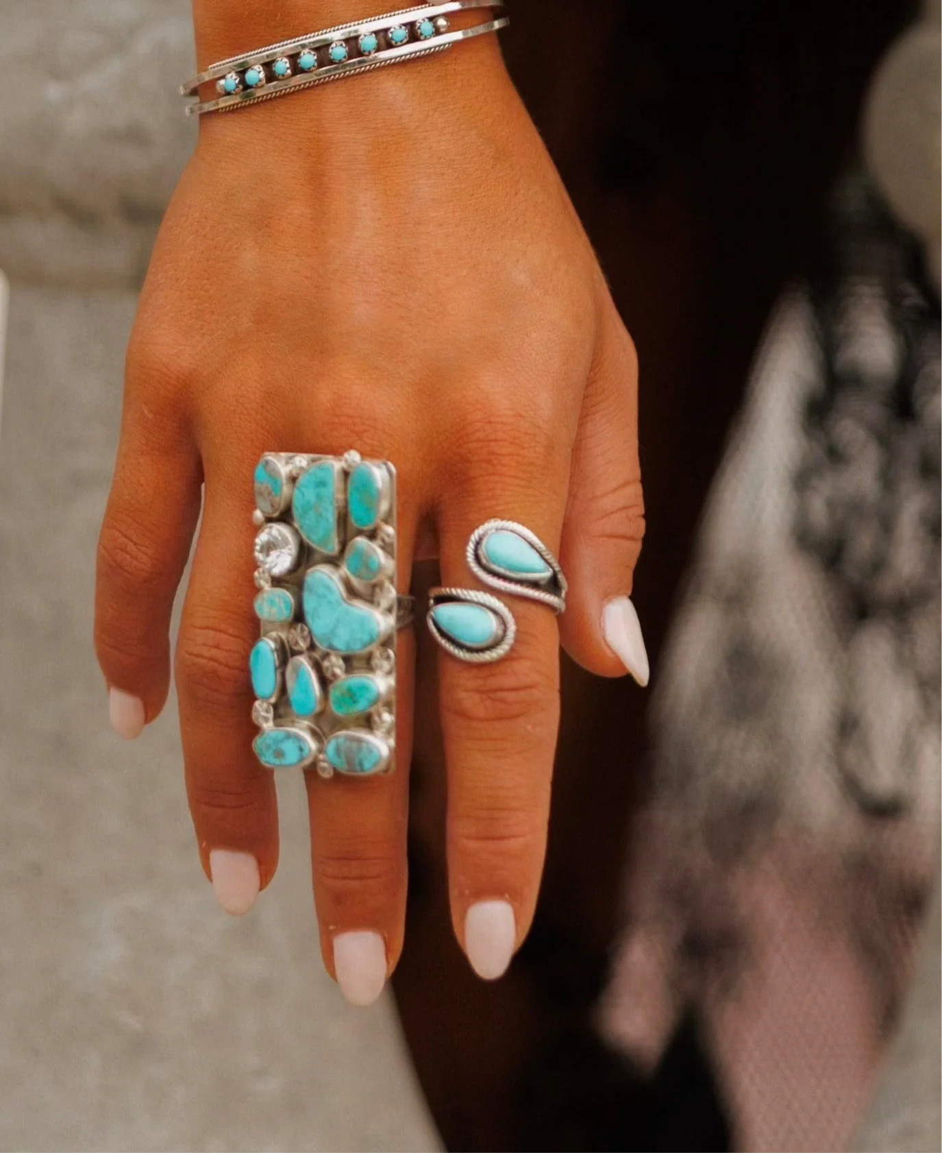 NEW!! "Horizon" Adjustable Kingman Turquoise Ring | Glitzy Bella