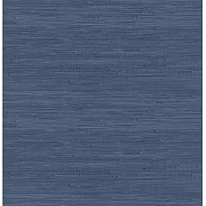 Classic Faux Grasscloth Peel and Stick Wallpaper, Navy Blue | Amazon (US)