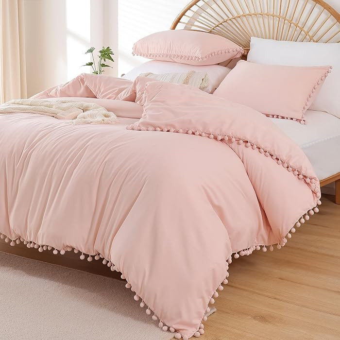 Full Size Comforter Sets - Full Size Comforter with Ball Pom Fringe, Soft Bedding Set for All Sea... | Amazon (US)