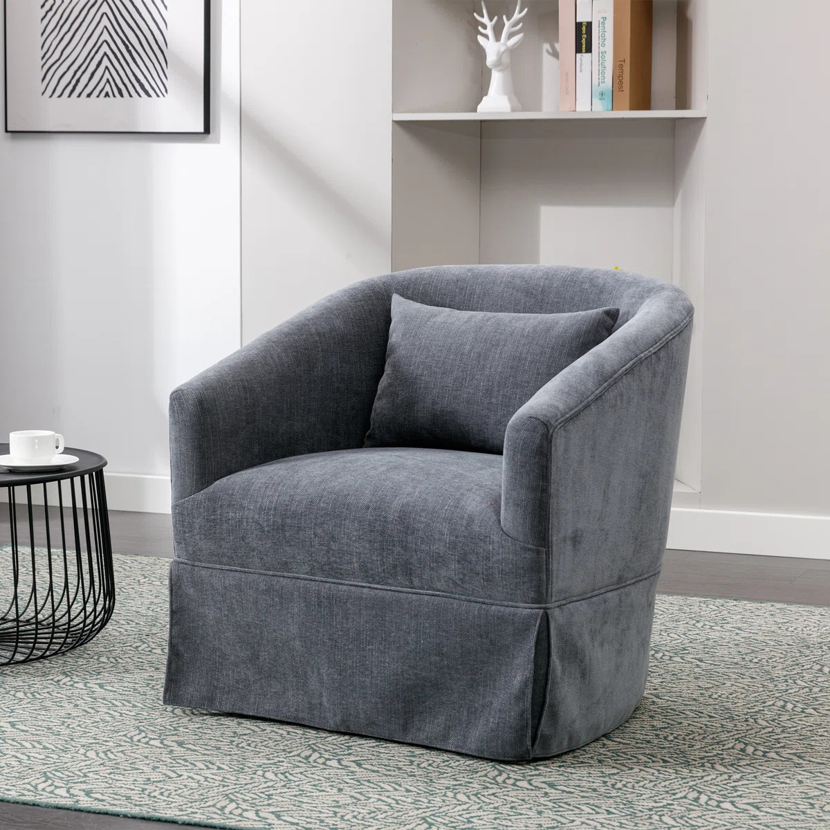 360° Swivel Accent Armchair with Plump Pillow Upholstered Comfy Sofa Chair | Wayfair North America