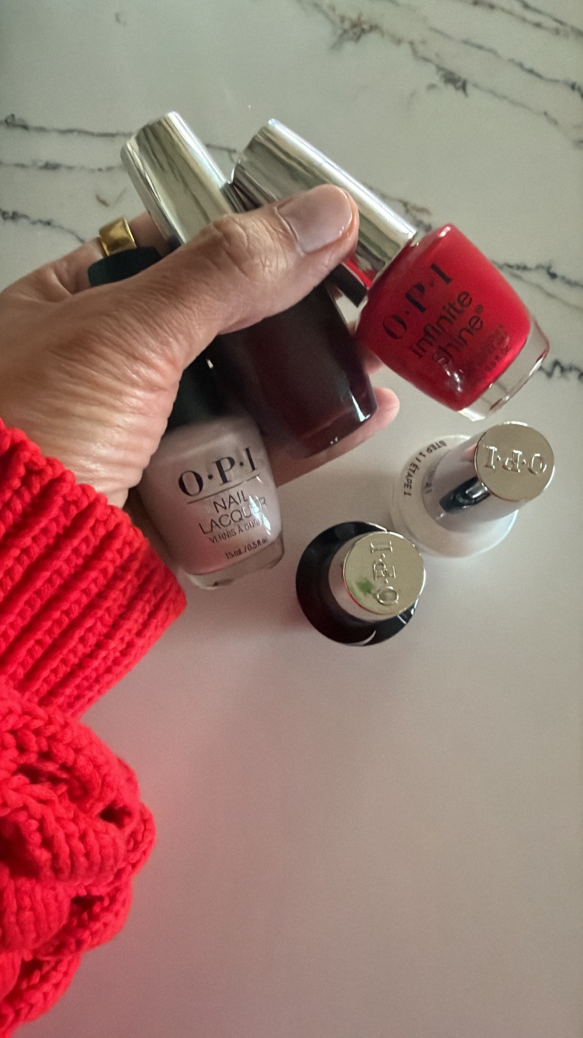 Love these nail polishes. It’s like gel polish but no light is needed! Light color is “I’m a bubble bunny”, red is “Big Apple red”, dark color is “Raisin’ the bar”. I also linked the base and top coat set. 

#LTKBeauty #LTKOver40