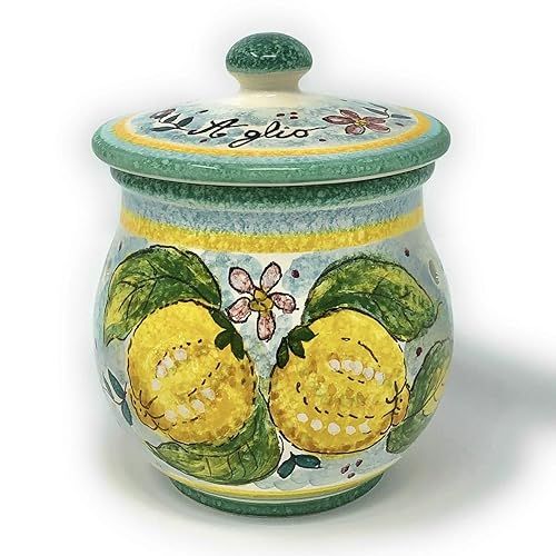 CERAMICHE D'ARTE PARRINI- Italian Ceramic Brings Garlic Jar Holder Hand Painted Made in ITALY Tus... | Amazon (US)