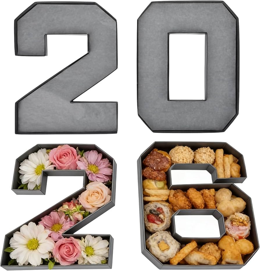 2026 Charcuterie Numbers Fillable 2026 Tray Dessert, 10" Black Cardboard Numbers for Charcuterie ... | Amazon (US)