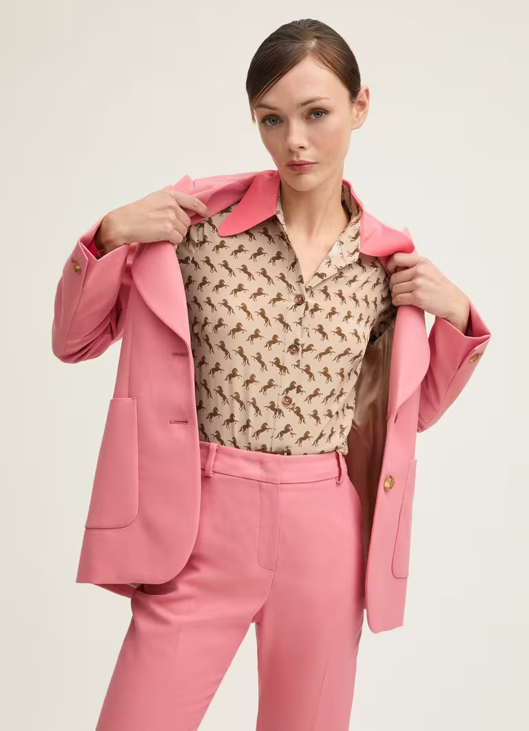 Sonya Stone Tan & Pink Silk Horse Silouette Blouse | L.K. Bennett (UK)