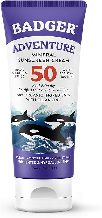 Badger Reef Safe Mineral Sunscreen, SPF 50, 98% Organic with Zinc Oxide, Non Toxic, Water Resista... | Amazon (US)