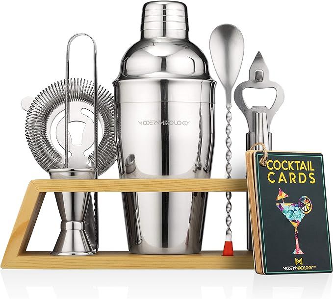 Mixology & Craft Cocktail Shaker Set - Bartender Kit w/ Bamboo Stand - Bar Set Includes Martini S... | Amazon (US)