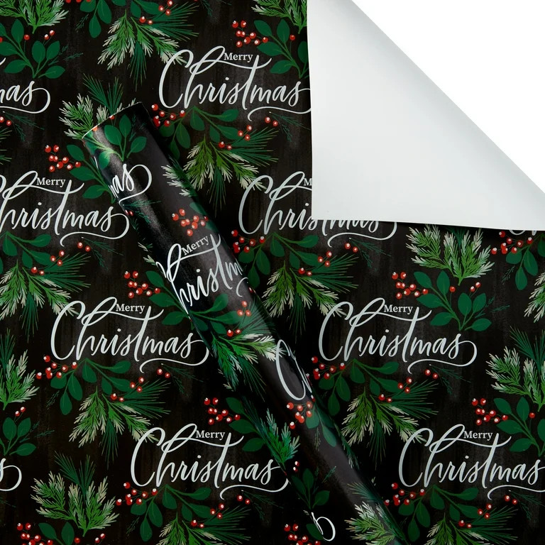 Holiday Time Frosted Christmas Botanicals Wrapping Paper, Christmas, 30" 85 Sq. ft., Metalized Pa... | Walmart (US)