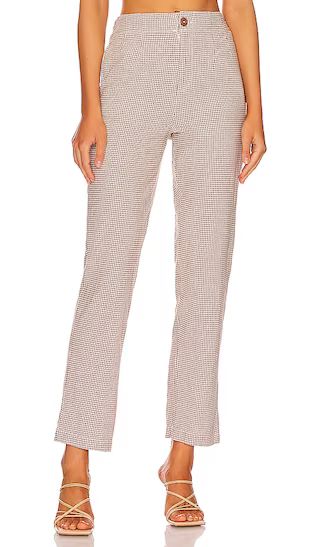 Kate Plaid Straight Leg Pant in Brown & White | Revolve Clothing (Global)