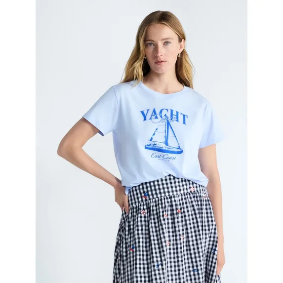 Free Assembly Women's and Women's Plus Cotton Cropped Boxy Tee with Short Sleeves, Sizes XS-4X | Walmart (US)