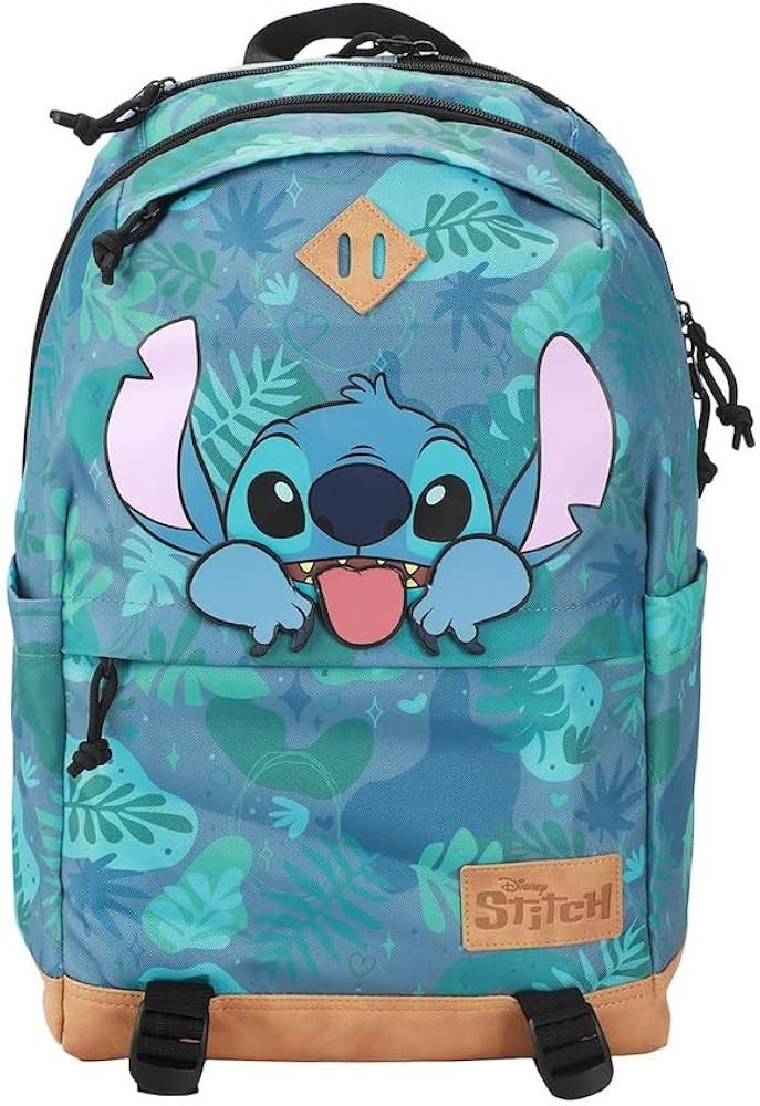 Disney Stitch Tropical Print 17.5" Hooded Backpack | Amazon (US)