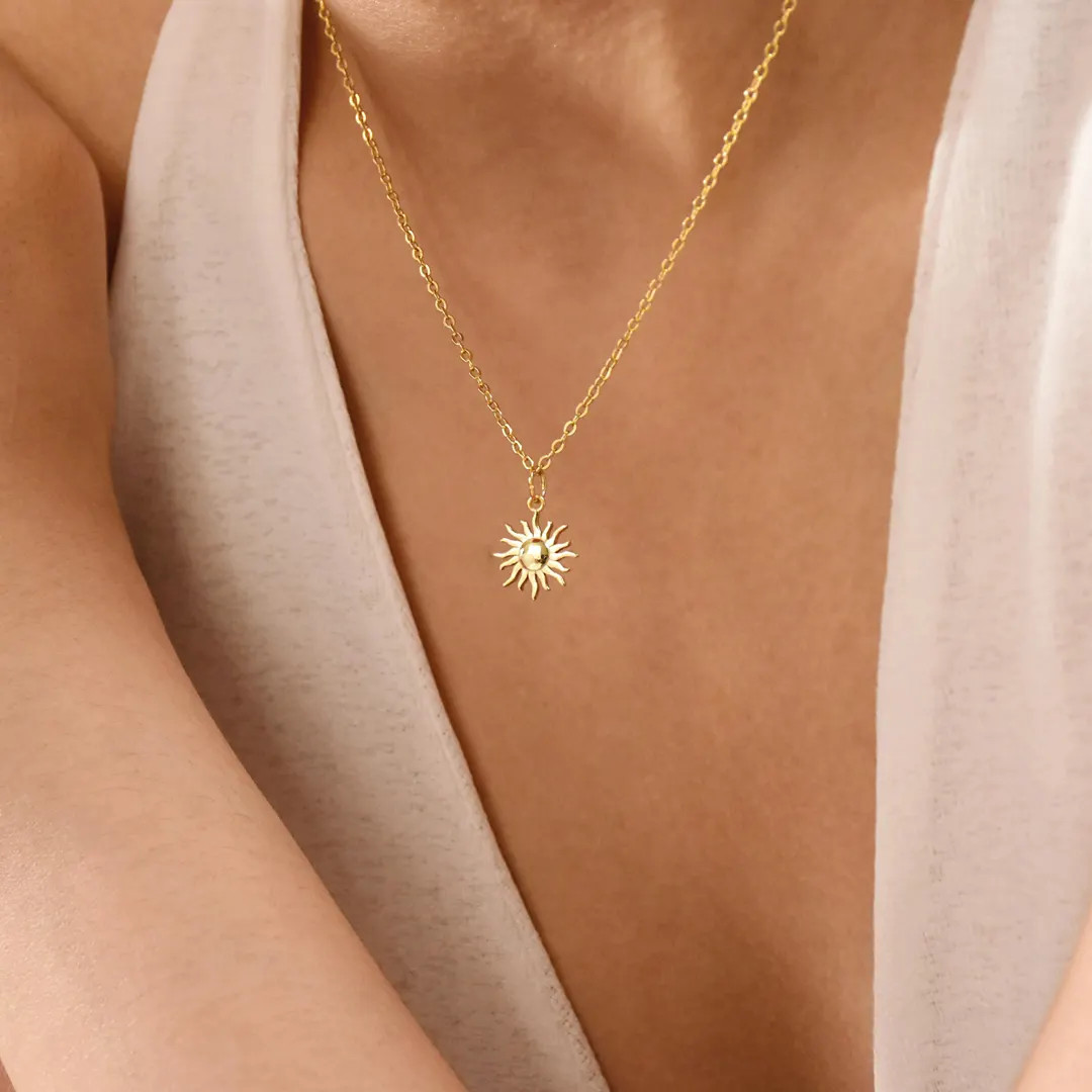 Gold Tiny Sunshine Pendant Necklace, Sunburst Necklace, Spike Necklace, Sun Necklace, Celestial N... | Etsy (US)