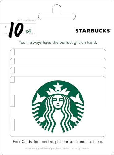 Starbucks $10 Gift Cards (4-Pack) | Amazon (US)