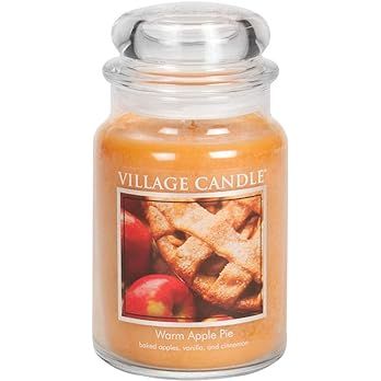 Village Candle Warm Apple Pie Large Glass Apothecary Jar Scented Candle, 21.25 oz, Brown | Amazon (US)