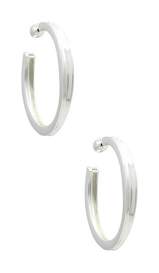 Slim Doune Hoops in Silver | Revolve Clothing (Global)