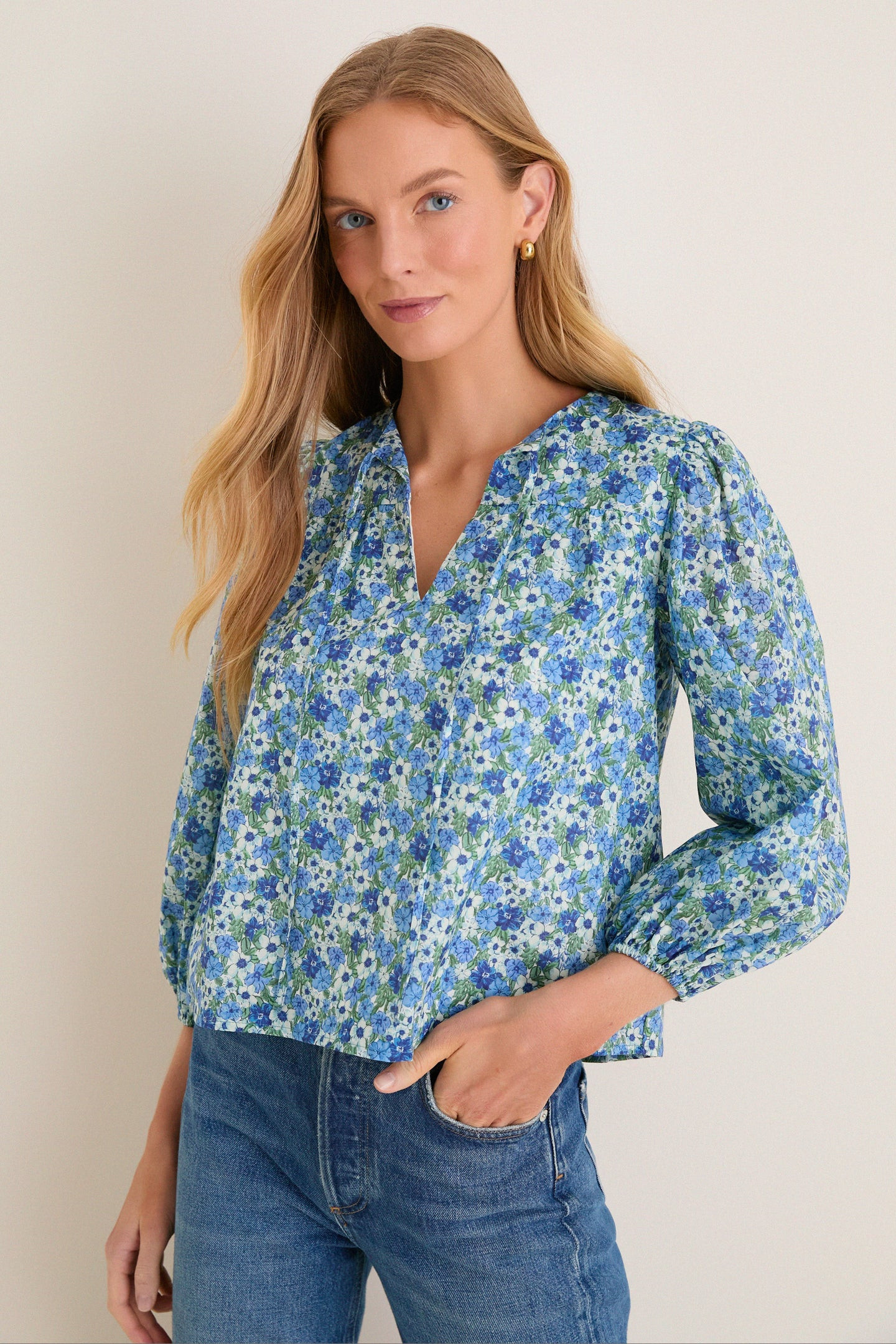 Forget-Me-Not Floral Petunia Blouse | Tuckernuck (US)