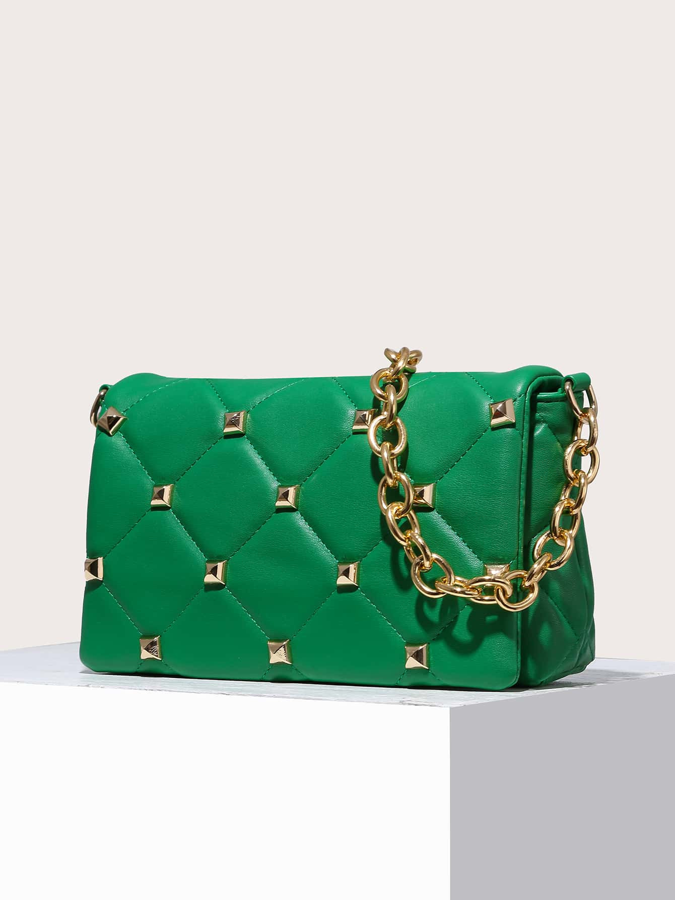 Quilted Studded Decor Square Bag | SHEIN
