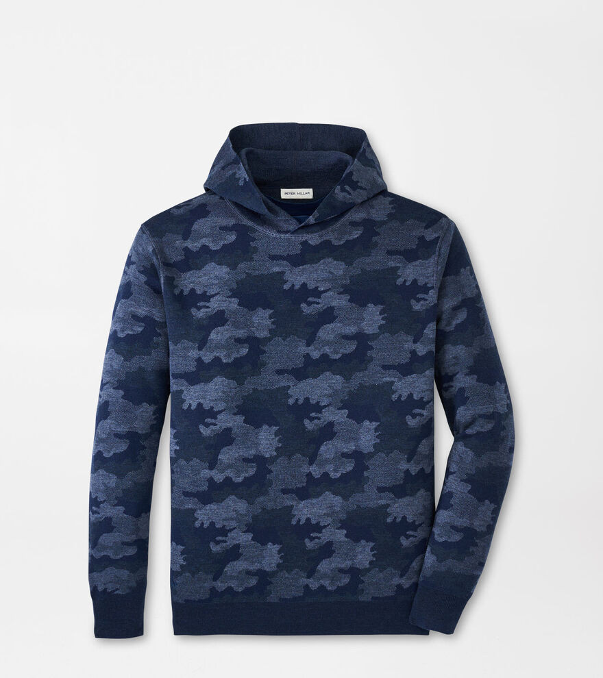 Peter Millar Men's Reversible Camo Popover Hoodie | Color: Navy | Size: XXL | Peter Millar
