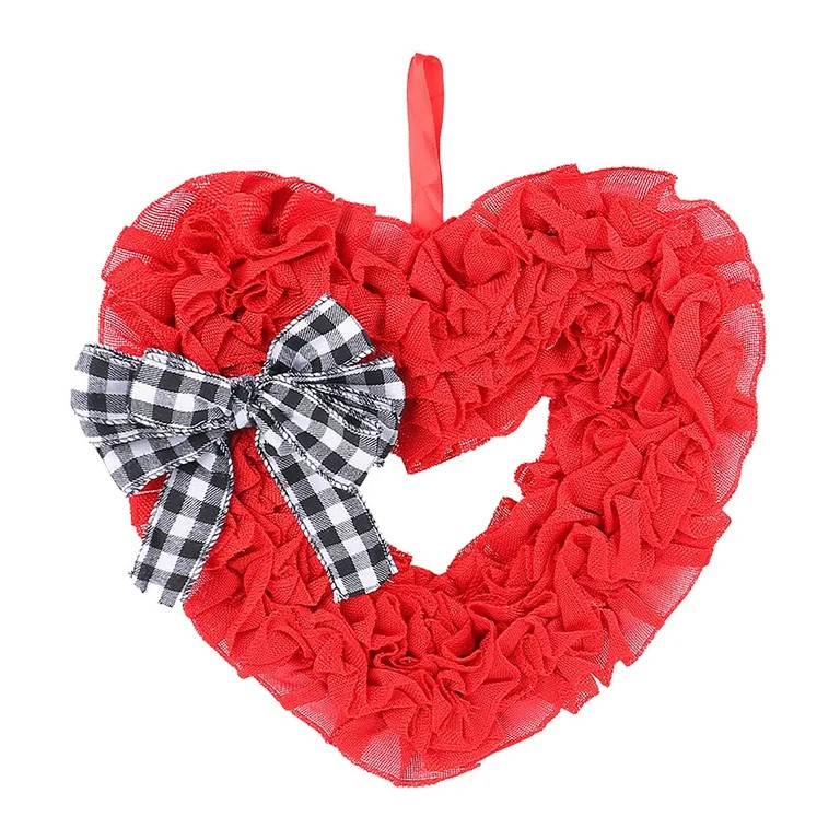 Artificial Rose Wreath Valentines Day Wreath for Front Door Heart Wreath Valentine Door Wreath wi... | Walmart (US)