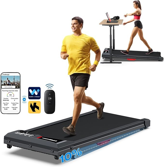 COZYINN Walking Pad with Incline, Under Desk Treadmill for Home Office, 2.5HP 10% Incline Voice C... | Amazon (US)