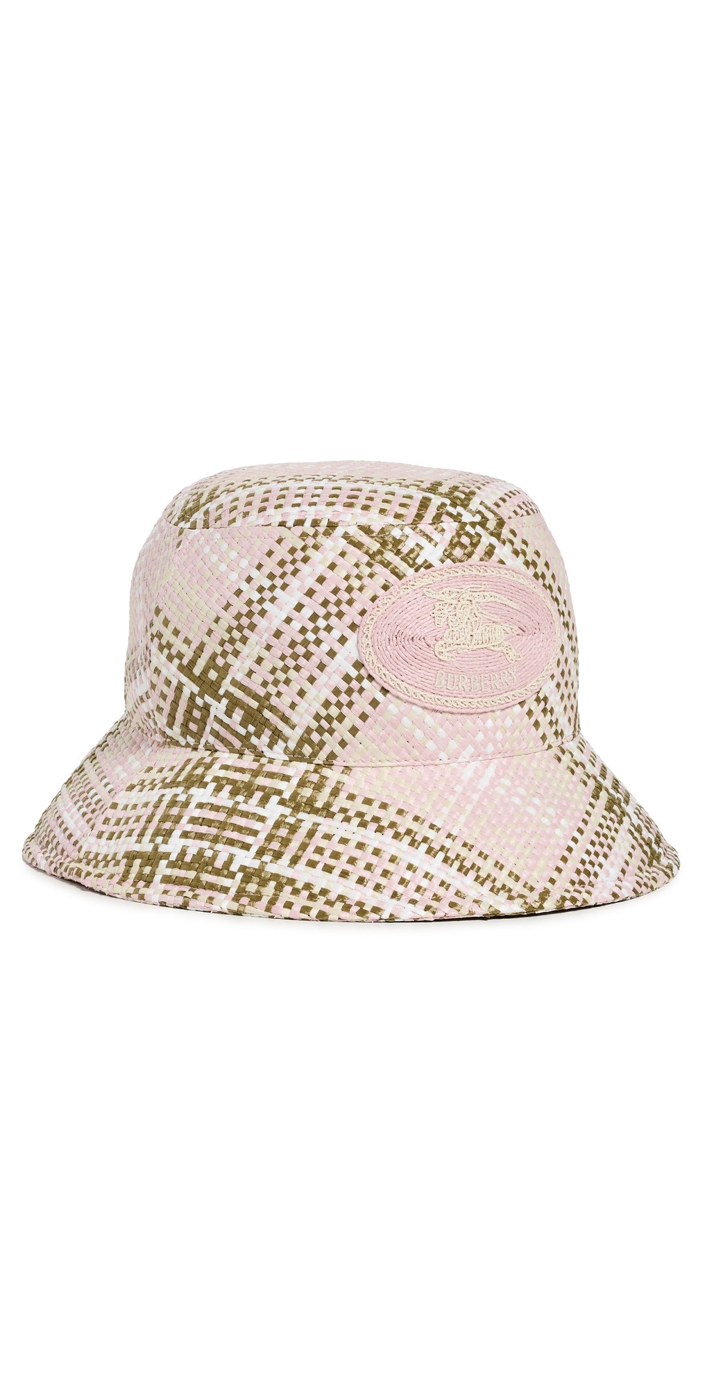 Burberry Woven Raffia Bucket Hat Mallow Pink IP Check L | Shopbop