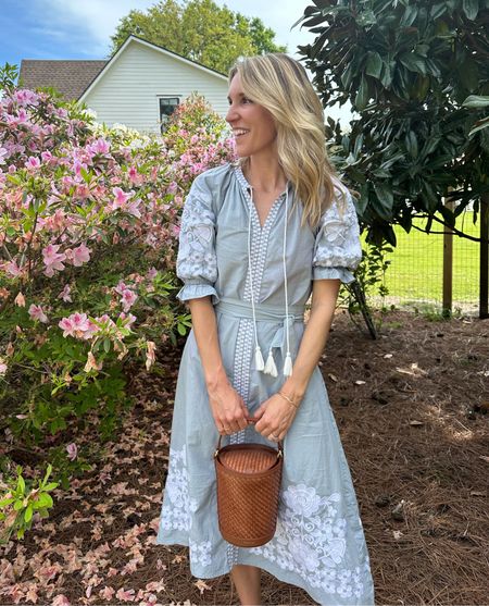 Easter outfit that will be a staple spring outfit for me! Wearing xs in the dress and I love that this rattan bag has both a lid and a crossbody strap

#LTKSeasonal #LTKitbag #LTKstyletip