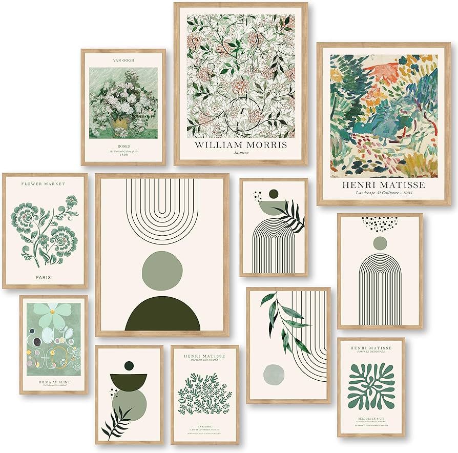 97 DECOR Sage Green Room Decor Aesthetic - Sage Green Wall Decor, Sage Matisse Wall Art Prints, G... | Amazon (US)