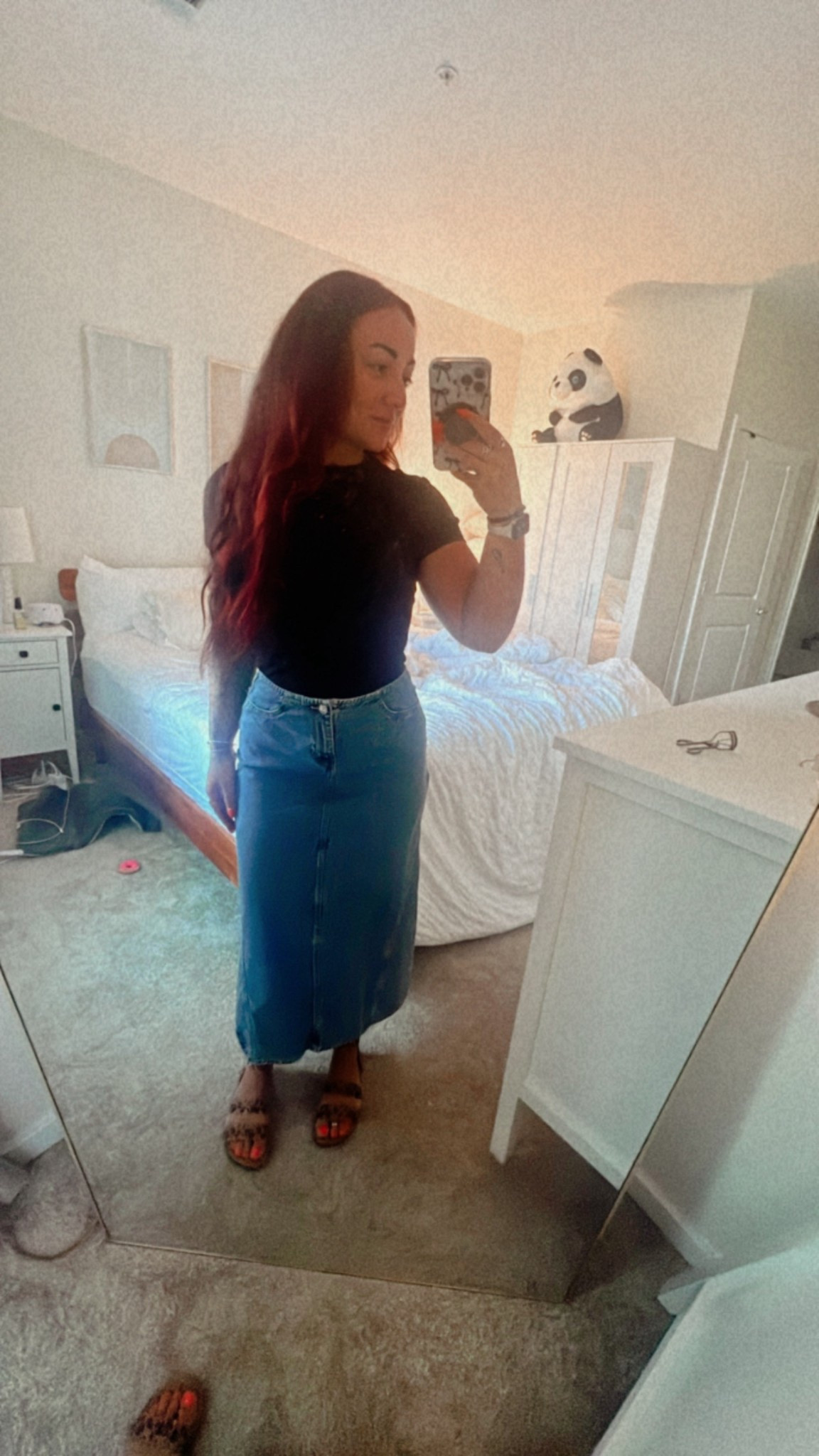 Long denim skirt vibes 🤌🏼