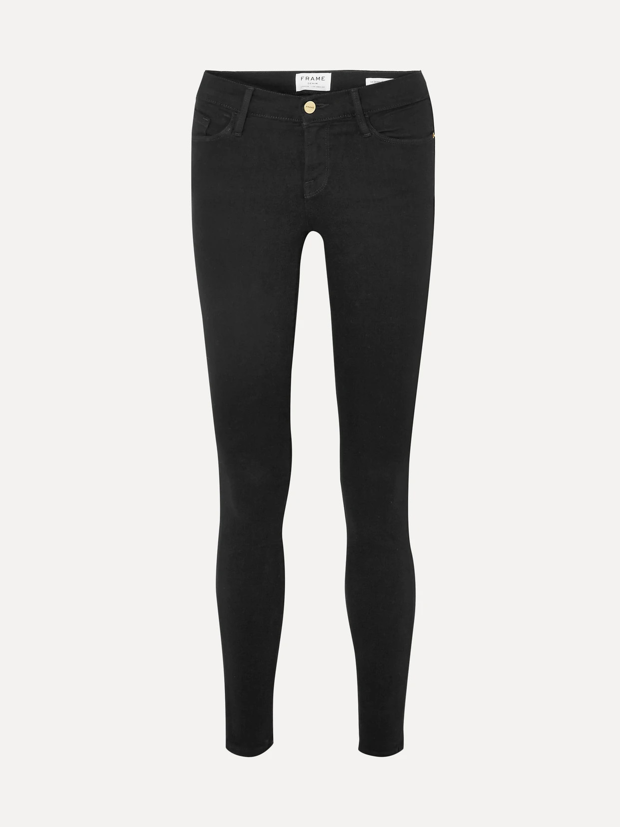 FRAME - Le Skinny De Jeanne Mid-rise Jeans - Black | NET-A-PORTER (US)