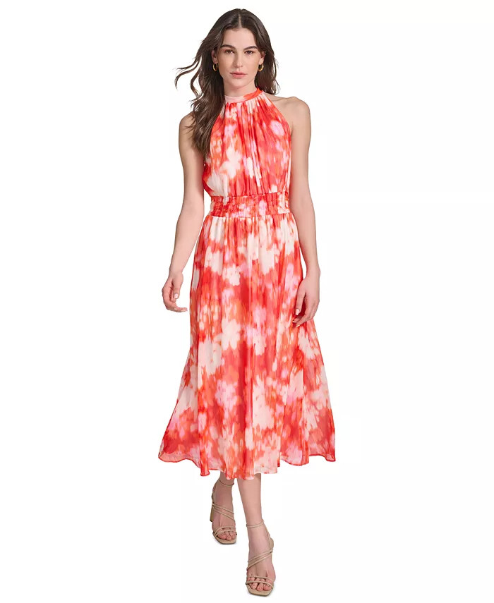 Calvin Klein Women's Printed A-Line Halter Dress - Macy's | Macy's