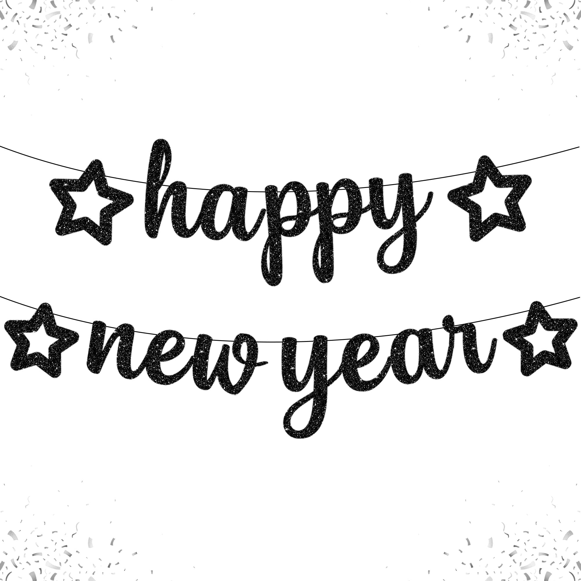 KatchOn, Glitter Happy New Year Banner Black - 10 Feet, No DIY | Black Happy New Year Sign | New ... | Amazon (US)