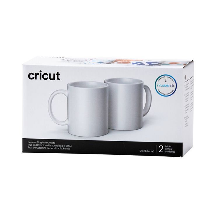 Cricut 2ct Ceramic Mug Small Blank - White | Target