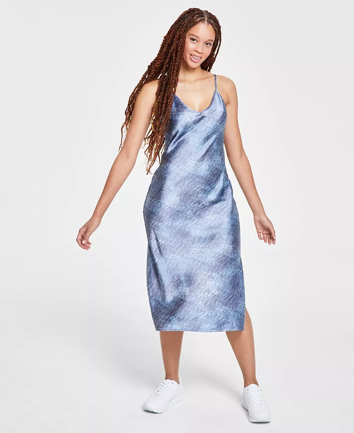 Calvin Klein Jeans Women's Quakes Charmeuse Bias Slip Dress - Macy's | Macy's