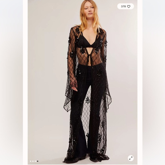 Free People Muche Muchette Capulet Beaded Embellished Kimono OS | Poshmark