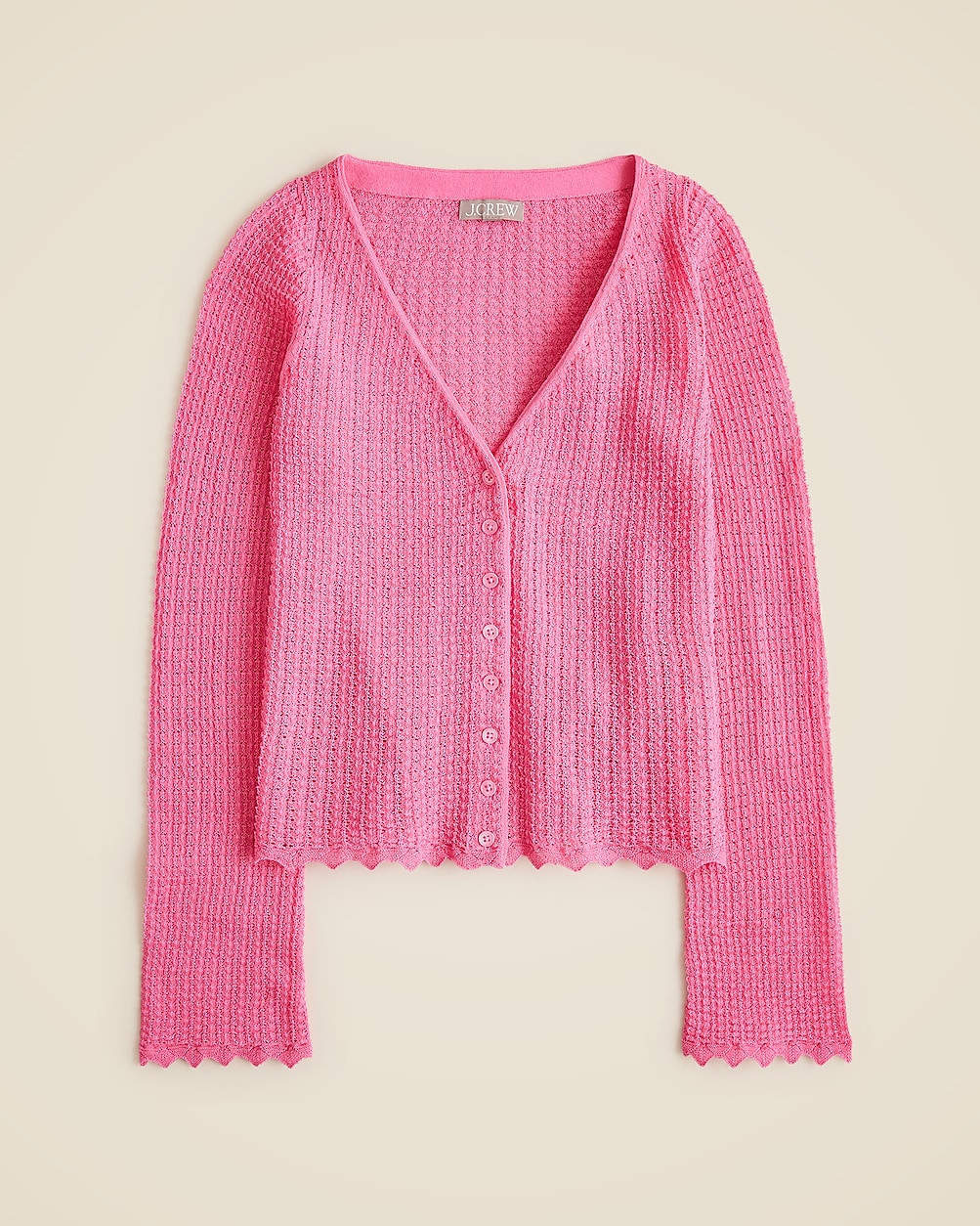 Scallop-trim cardigan top | J. Crew US