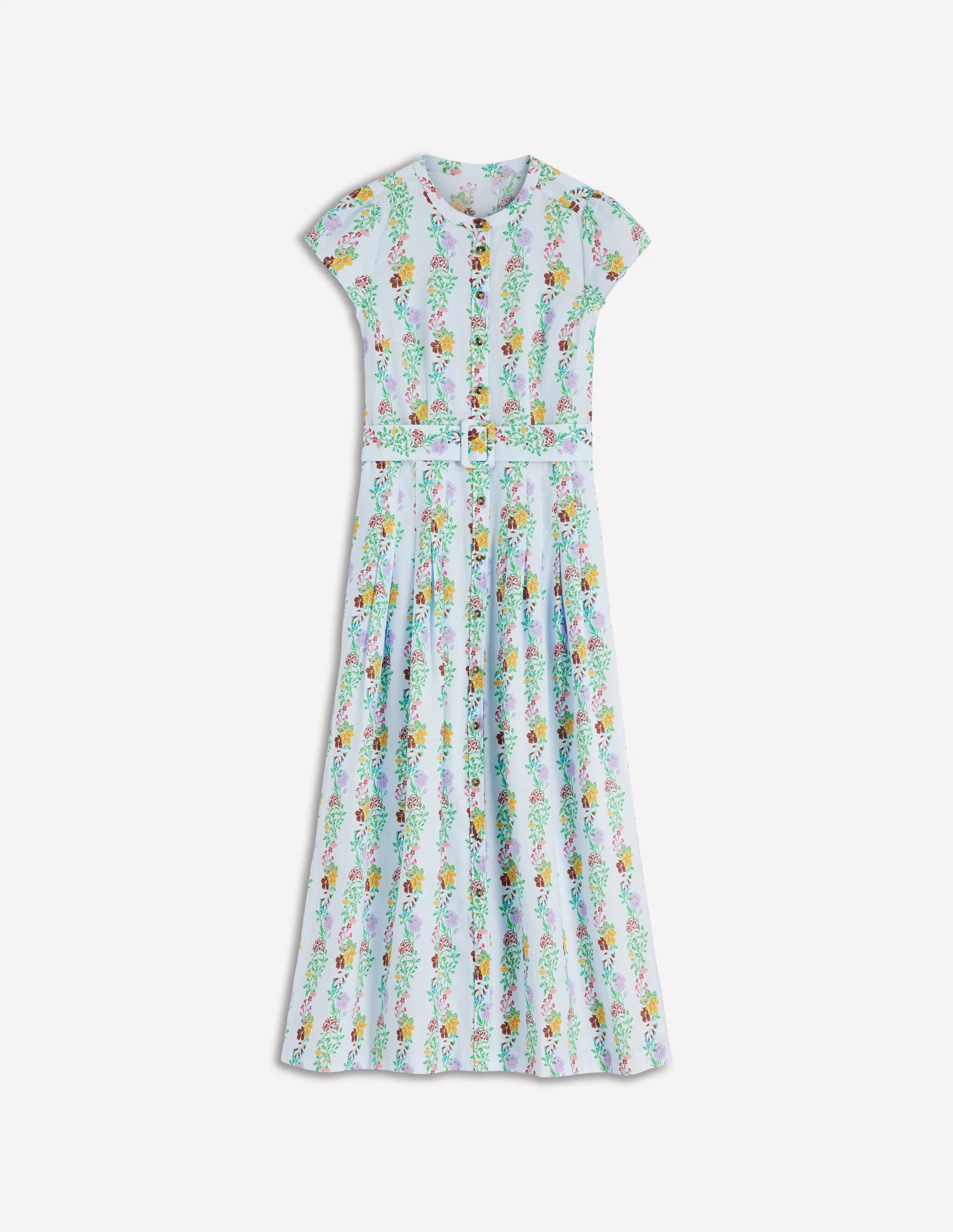 Arabella Linen Blend Dress-Ice Cube Blue, Blossom Trail | Boden (US)