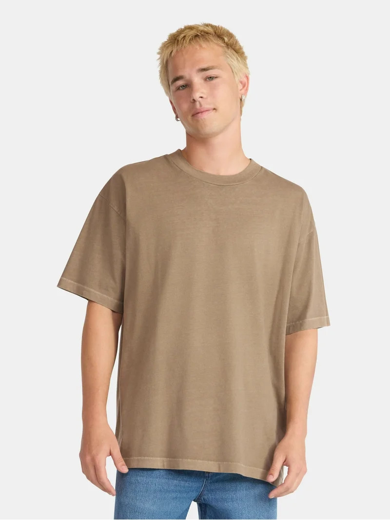 No Boundaries All Gender Cotton Oversize Tee with Short Sleeves, Men's and Big Men's | Walmart (US)