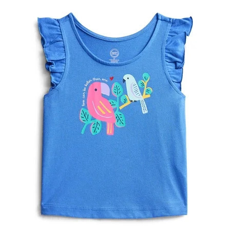 Wonder Nation Toddler Girls Graphic Tank Top with Ruffle Sleeves, Sizes 18M–5T | Walmart (US)